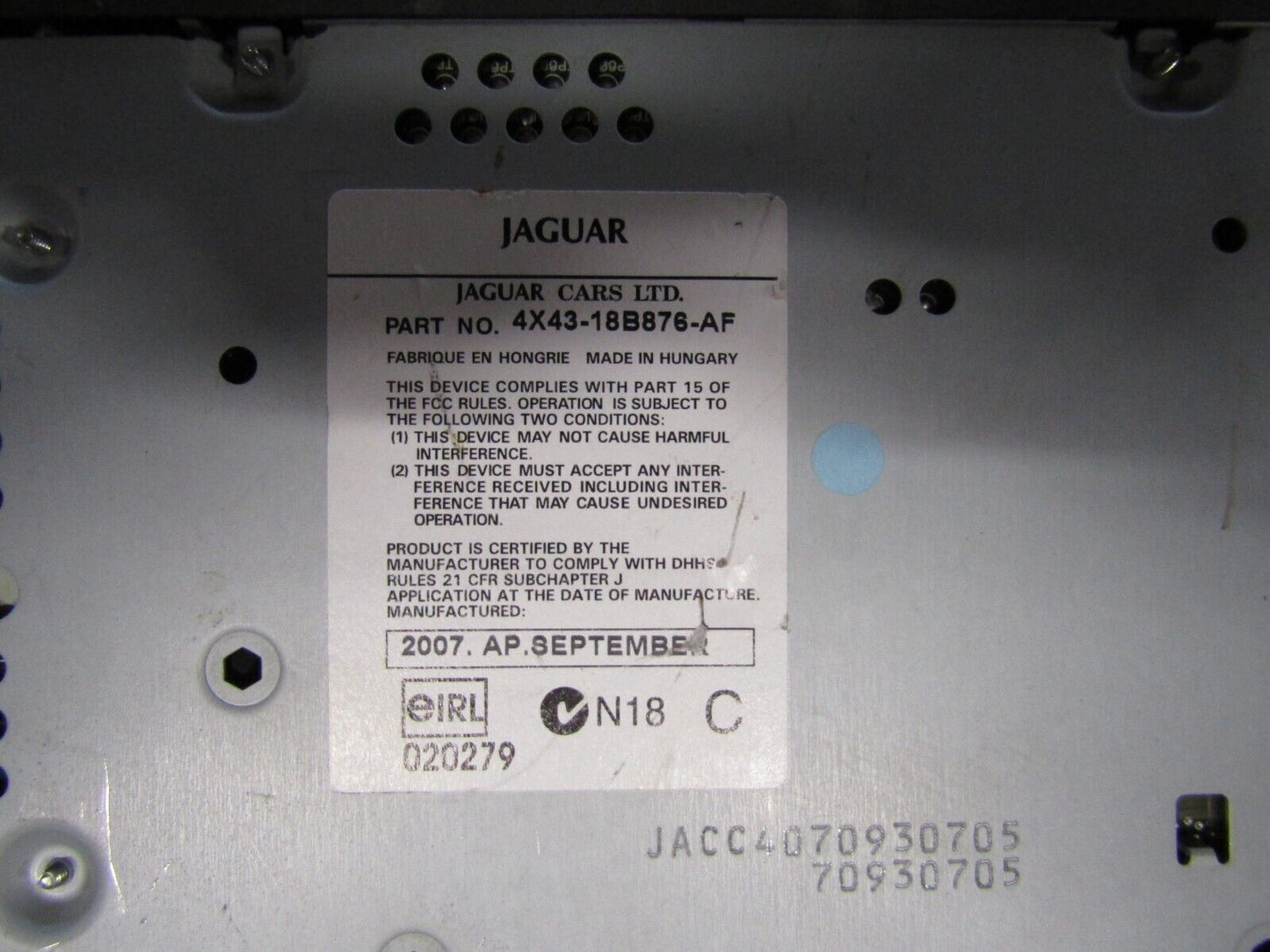 JAGUAR X TYPE Radio/CD/Stereo Head Unit 4X43-18B876-AF 2007 no code