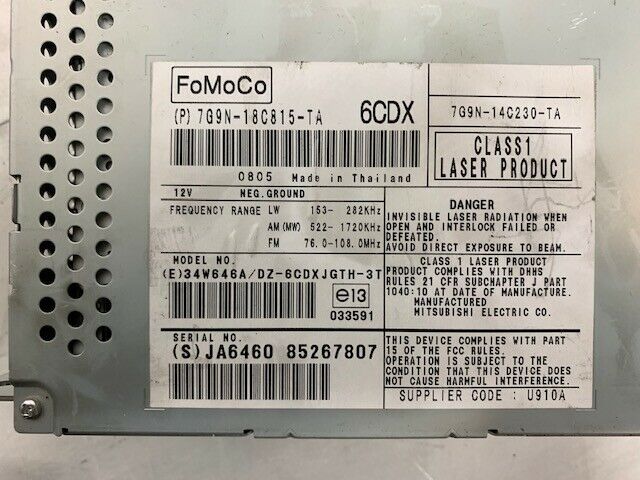 JAGUAR XF RADIO STEREO HEAD UNIT 7G9N-14C230-TA