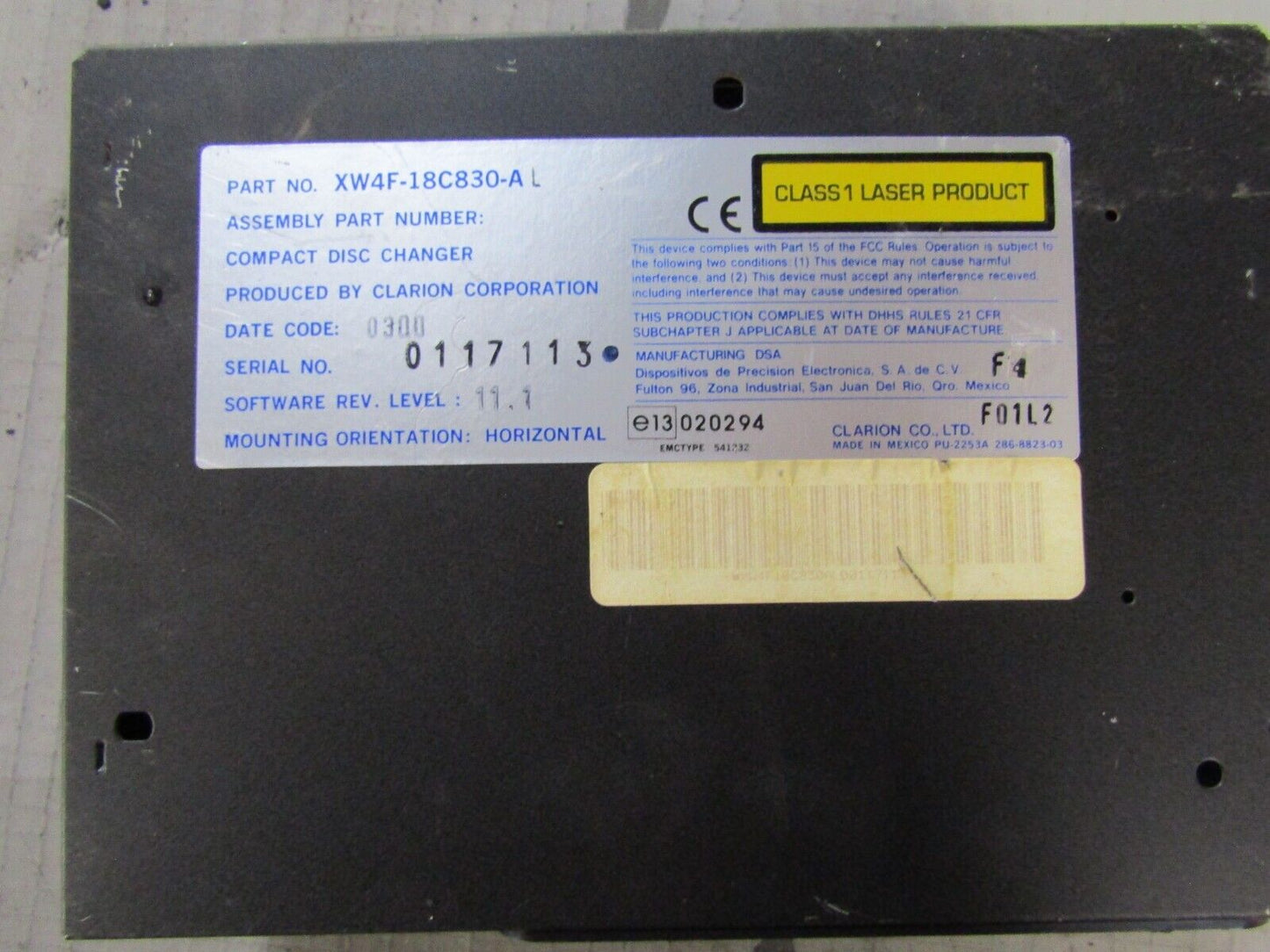 Jaguar S Type Compact Disc CD Changer Unit Clarion XW4F-18C830-AL