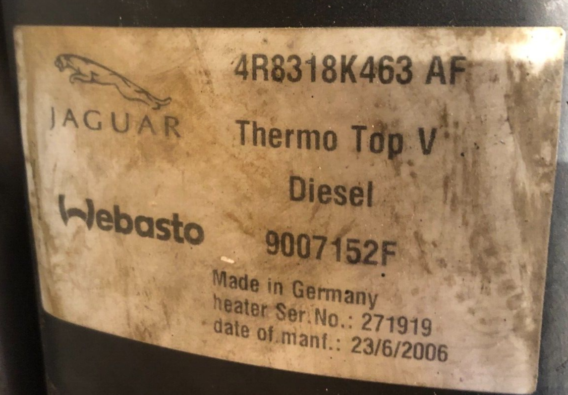 JAGUAR S-TYPE 2.7 DIESEL WEBASTO AUXILIARY HEATER 4R83-18K463-AF 2007