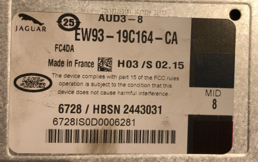JAGUAR XF X250 (2011-2015)  SPEAKER AMPLIFIER EW93-19C164-CA