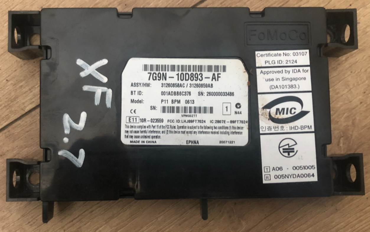 JAGUAR XF-TYPE 2008-2011 BLUETOOTH CONTROL UNIT ECU 7G9N-10D893-AF