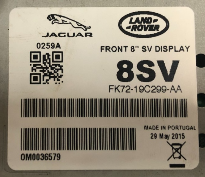 JAGUAR XE NAVIGATION SYSTEMSCREEN DISPLAY(T2R17628/FK72-19C299-AA/LR073545)